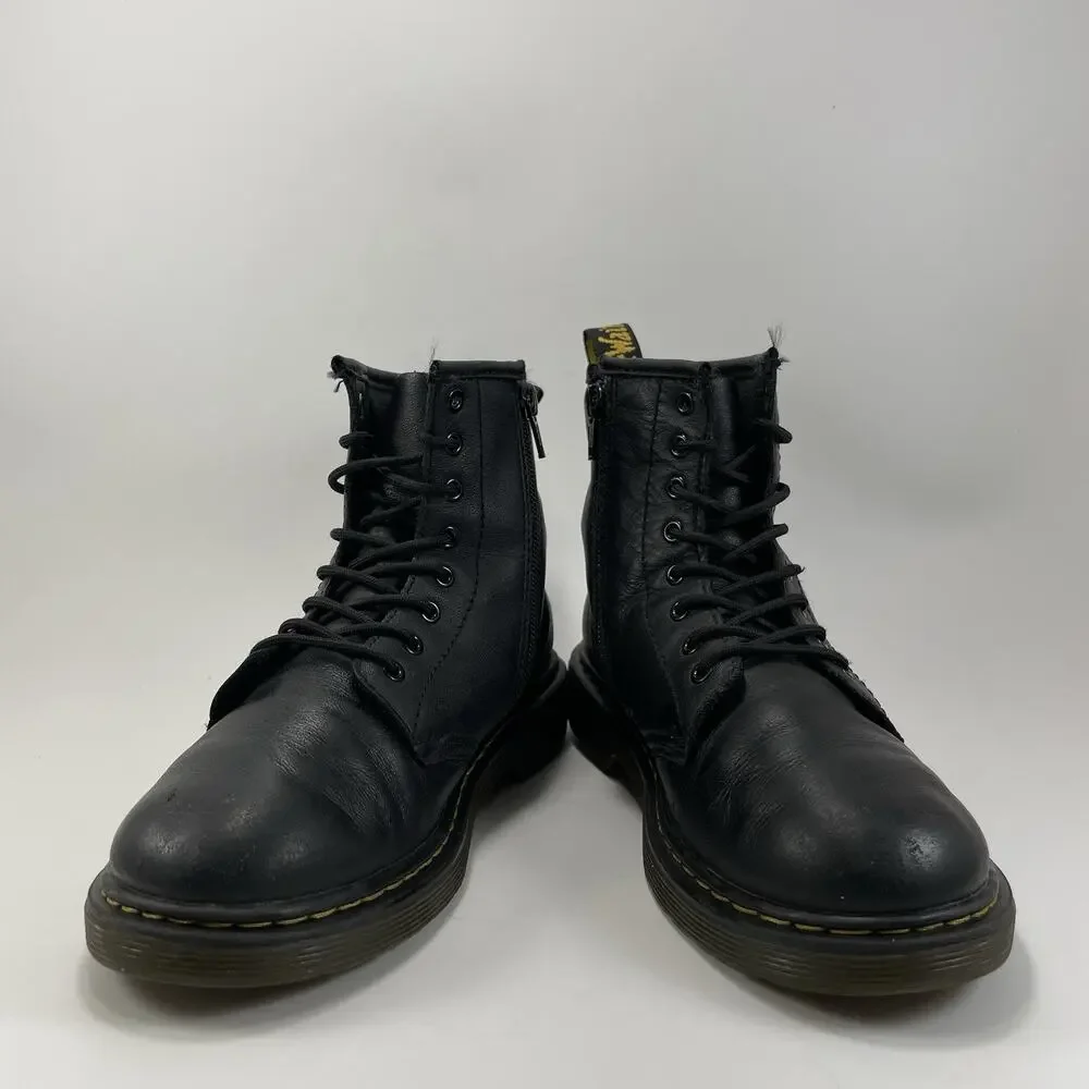 Dr Martens Docs 1460 J Combat Boots Little Girls Size 3 Black Leather Lace Up